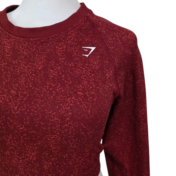 Gymshark Deep Red Fitness Long Sleeve Crop Top Size Large - Picture 3 of 6